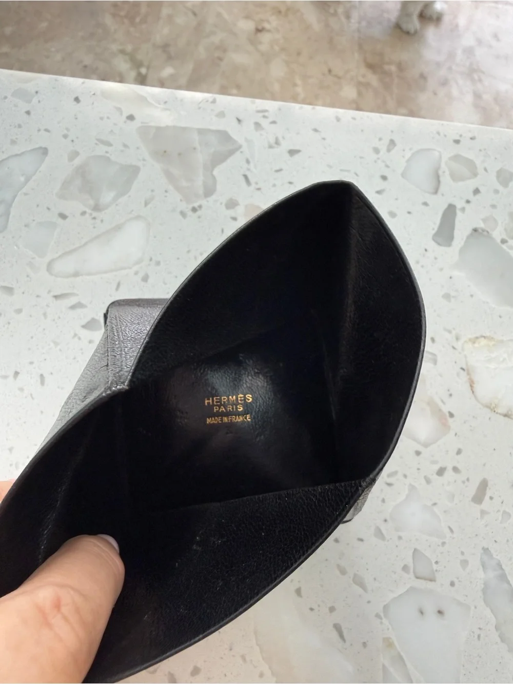 Hermes Black Zulu Pyramid-Fold Leather coin pouch